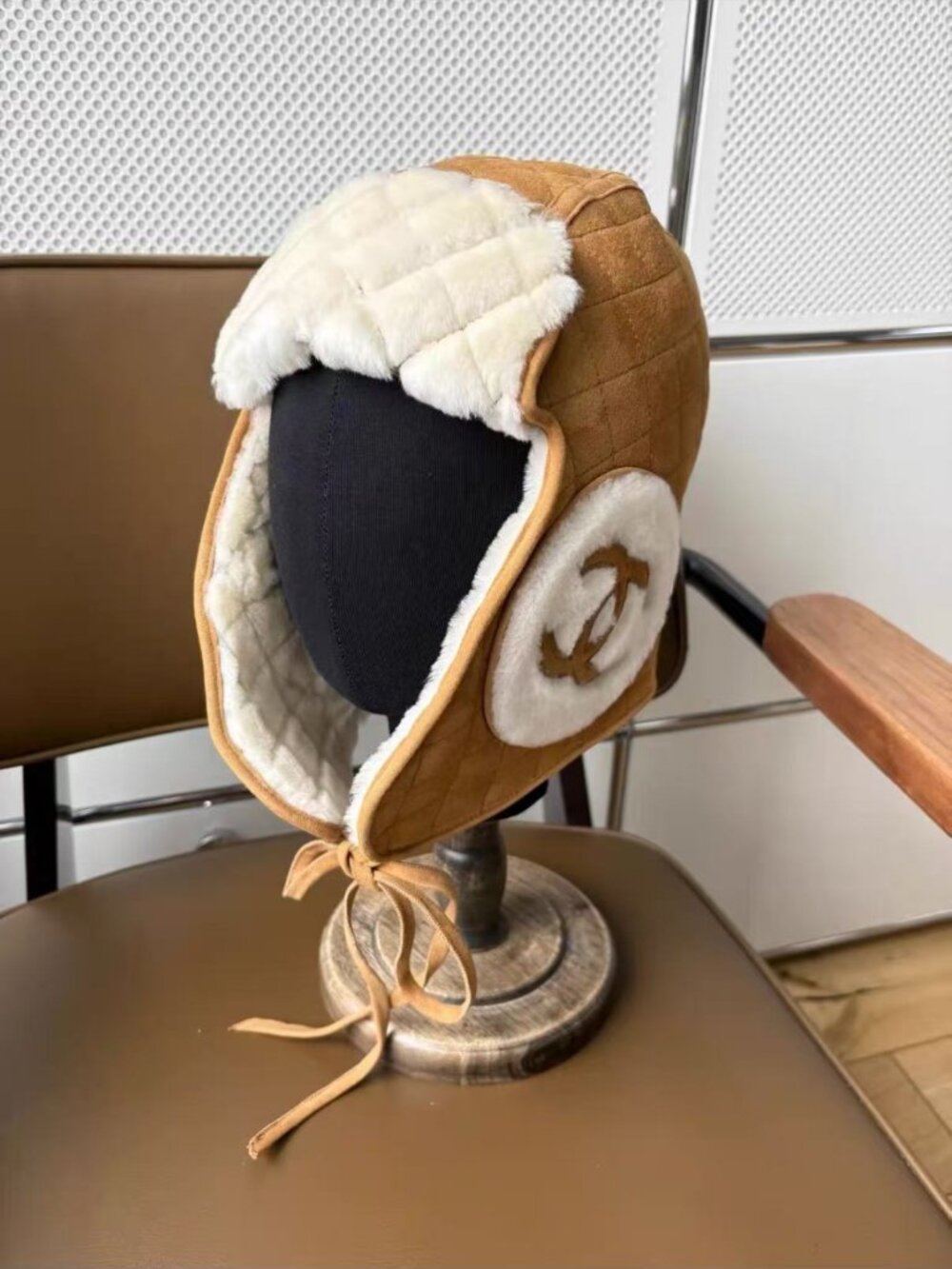 Chanel Quilted Shearling Trapper Hat
